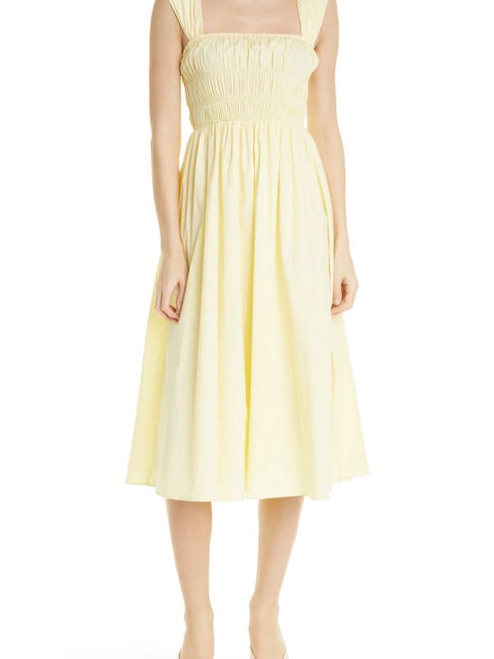 STAUD Ida Smocked Midi Dress
